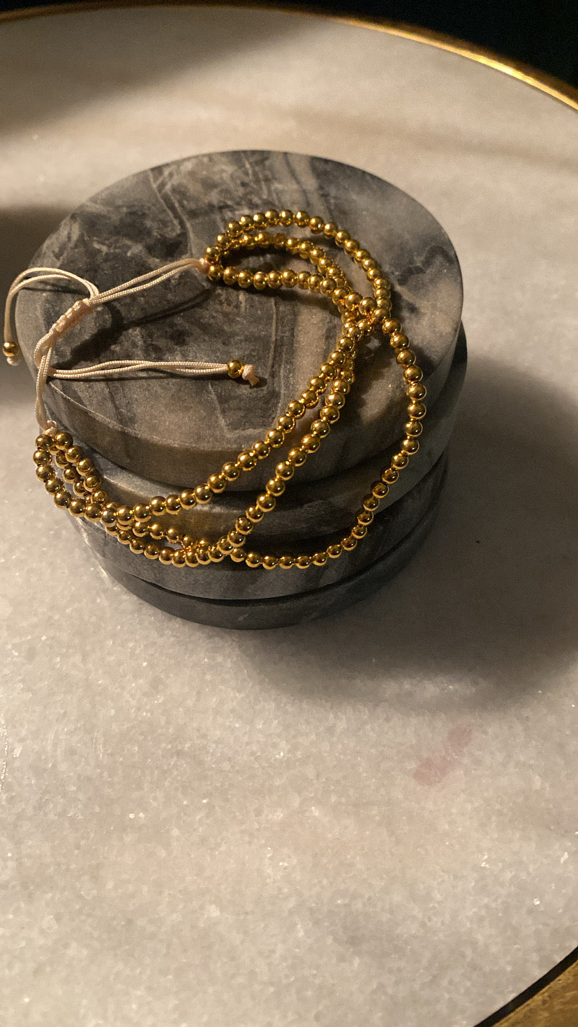 Gold beaded stack bracelet